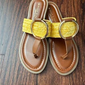 Kelly & Katie Brown and Yellow Sandals